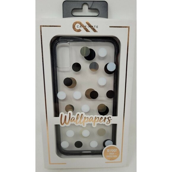Case-Mate Slim Case for iPhone XS Max - Wallpapers Metallic Black White Dots - Picture 1 of 2